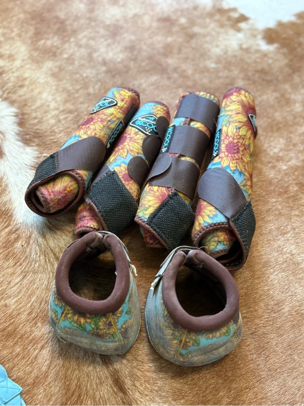 Sunflower Print Horse Boot and Bell Boots Set in Yellow & Blue - Picture 2 of 2